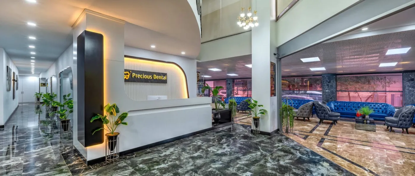 Reception area of Precious Dental clinic in Muratpaşa, Antalya